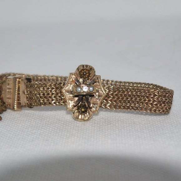 Antique Victorian GF Mesh Slider Bracelet - Picture 13 of 16